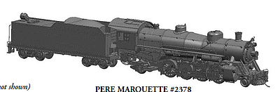 Bachmann 54401 HO Scale USRA Light 2-8-2 Mikado w/Long Tender - Standard DC -- Pere Marquette #2378