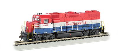 Bachmann 61718 HO Scale EMD GP38-2 - Standard DC -- RailAmerica TPW #3821 (red, silver, blue)