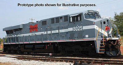 Bachmann 65407 HO Scale GE ES44AC w/Sound & DCC -- Norfolk Southern #8025 (Monongahela Heritage, gray, white, red)