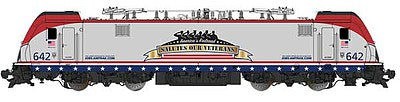 Bachmann 67403 HO Scale Siemens ACS-64 Electric - DCC and Sound -- Amtrak #642 (Veterans Salute Scheme; silver, red, white, blue)