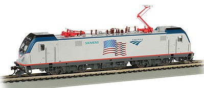 Bachmann 67404 HO Scale Siemens ACS-64 Electric - DCC and Sound -- Amtrak (Demo Scheme, Flag; silver, blue, red)