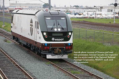 Bachmann 67904 HO Scale Siemens SC-44 Charger - WowSound(R) and DCC -- Amtrak #1400 (Cascades, Washington D.O.T.; white, green, brown)
