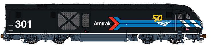 Bachmann 68303 HO Scale Siemens ALC-42 Charger - WowSound(R) and DCC -- Amtrak 301 (50th Anniversary Scheme, black, blue, white, red)
