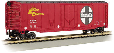 Bachmann 71052 N Scale 50' Plug Door Boxcar - Ready to Run -- Santa Fe (red, black, white; "Shock Control" Logo)