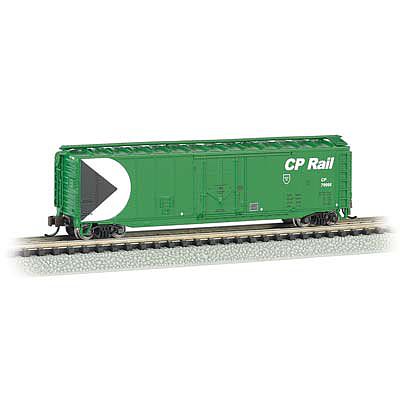 Bachmann 71077 N Scale 50' Plug Door Boxcar - Ready to Run -- Canadian Pacific (green, black, white; Multimark Logo & Newsprint Markings)