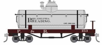 Bachmann 72103 HO Scale Old-Time Tank Car - Ready to Run -- Philadelphia & Reading #153 (Boxcar Red, silver)