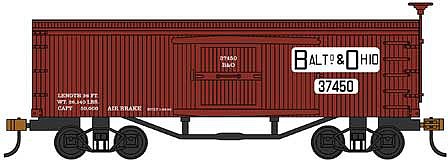 Bachmann 72309 HO Scale 34' Wood Old-Time Boxcar - Ready to Run - Silver Series(R) -- Baltimore & Ohio