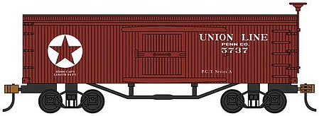Bachmann 72310 HO Scale 34' Old-Time Wood Boxcar - Ready to Run - Silver Series(R) -- Union Line (Boxcar Red, Star Logo)