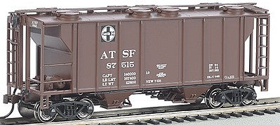Bachmann 73501 HO Scale PS-2 2-Bay Covered Hopper - Ready to Run -- Atchison, Topeka & Santa Fe (Boxcar Red, black, white; Square Logo)