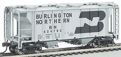 Bachmann 73502 HO Scale PS-2 2-Bay Covered Hopper - Ready to Run -- Burlington Northern (gray, black, Large 1970s Logo)