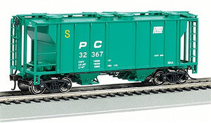 Bachmann 73505 HO Scale PS-2 2-Bay Covered Hopper - Ready to Run -- Penn Central (Jade Green, Small Logo)