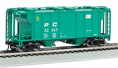 Bachmann 73505 HO Scale PS-2 2-Bay Covered Hopper - Ready to Run -- Penn Central (Jade Green, Small Logo)