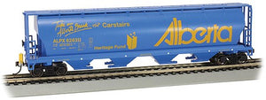 Bachmann 73806 HO Scale Canadian Cylindrical 4-Bay Grain Hopper, Flashing FRED - Ready to Run -- Province of Alberta 628311 Carstairs (blue, yellow)