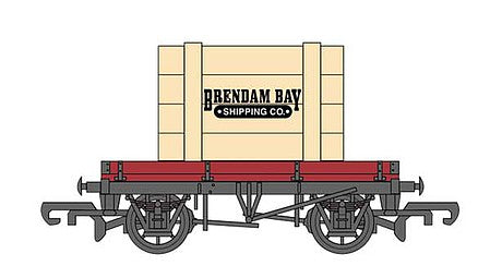 Bachmann 77403 HO Scale Flatcar (Plank Wagon) - Ready to Run - Thomas and Friends(TM) -- With Brendam Bay Shipping Crate Load (red, black)