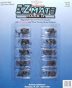 Bachmann 78125 HO Scale E-Z Mate Mark II Couplers w/Metal Coil Spring -- Medium Center Shank 25 Pairs