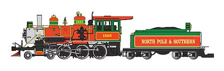 Bachmann 91805 G Scale 4-6-0 - Standard DC - Sound-Ready with Installed Speaker -- Christmas North Pole & Southern Railroad (red, green, silver)