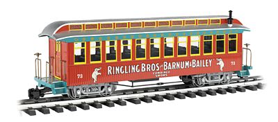 Bachmann 92711 G Scale Jackson Sharp Wood Coach - Ready to Run -- Ringling Bros. and Barnum & Bailey(TM) #73 (red, teal, silver, yellow)