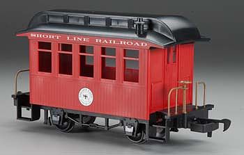 Bachmann 97089 G Scale Wood Coach - Ready to Run - Li'l Big Haulers -- Short Line Railroad (red, black)