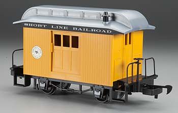 Bachmann 97096 G Scale Wood Baggage Car - Ready to Run - Li'l Big Haulers -- Short Line Railroad (yellow, silver, black)