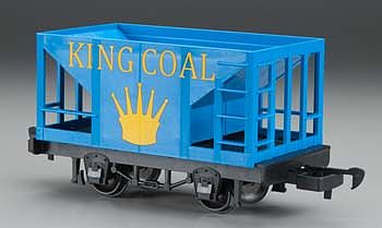 Bachmann 98091 G Scale Hopper - Ready to Run - Li'l Big Haulers -- King Coal (blue, yellow)