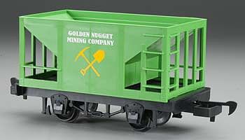 Bachmann 98097 G Scale Hopper - Ready to Run - Li'l Big Haulers -- Golden Nugget Mining Co. (green, yellow)