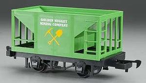 Bachmann 98097 G Scale Hopper - Ready to Run - Li'l Big Haulers -- Golden Nugget Mining Co. (green, yellow)
