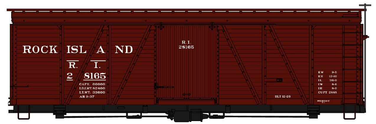 Accurail 1176 Ho 36'Fowler Wood Boxcar Rock Island
