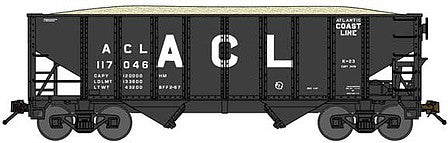 Bluford Shops 65218 N Scale 8-Panel 2-Bay Open Hopper with Load - Ready to Run -- Atlantic Coast Line 117183 (black, Large ACL)