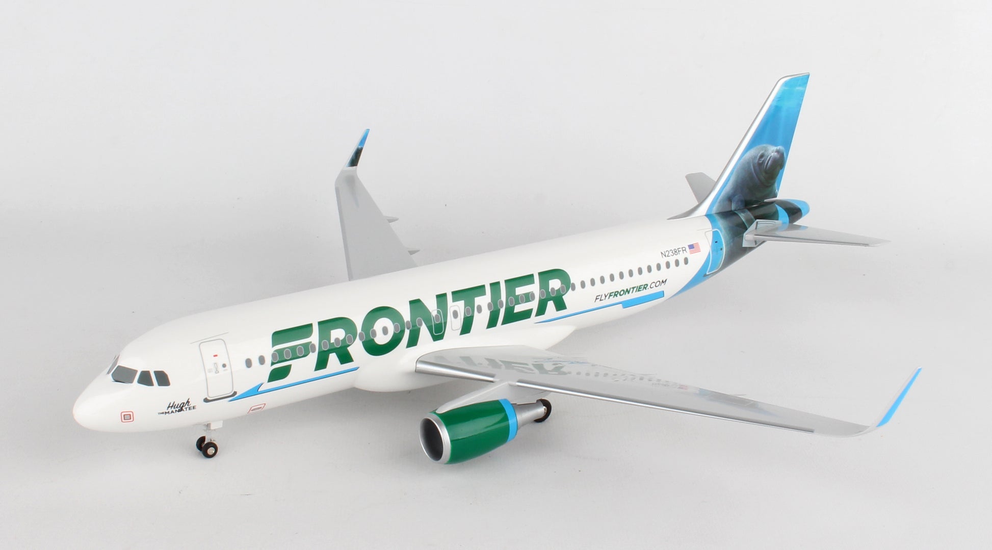 Skymarks Supreme SKR8328 Skymarks Frontier A320 1/100 Hugh The Manatee W/Wood Stand