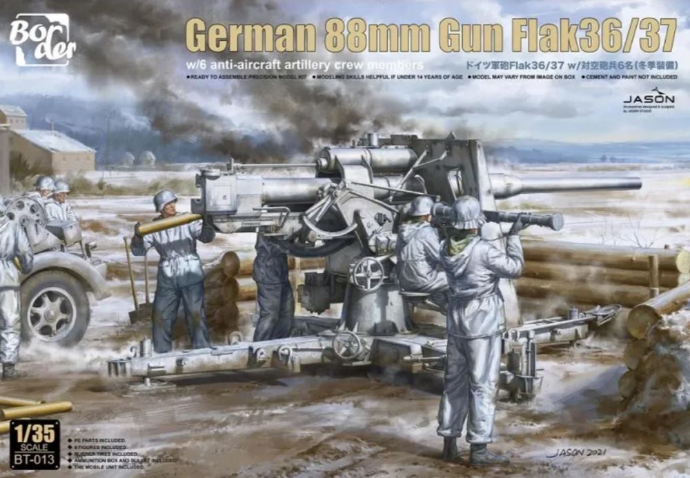 Border Models BT13 1/35 German 88mm Flak 36/37 Gun w/6 Anti-Aircraft Artillery Crew