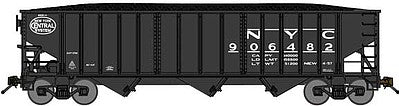 Bluford Shops 14512 N Scale 70-Ton 3-Bay 14-Panel Hopper w/Load 2-Pack - Ready to Run -- New York Central (black, System Logo)