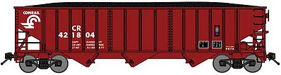 Bluford Shops 14531 N Scale 70-Ton 3-Bay 14-Panel Hopper w/Load - Ready to Run -- Conrail (Boxcar Red)