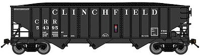 Bluford Shops 14543 N Scale 70-Ton 3-Bay 14-Panel Hopper w/Load 3-Pack - Ready to Run -- Clinchfield (black, Spelled-Out Roadname)