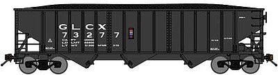 Bluford Shops 14582 N Scale 70-Ton 3-Bay 14-Panel Hopper w/Load 2-Pack - Ready to Run -- Great Lakes Carbon GLCX (black)