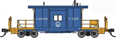 Bluford Shops 21210 N Scale Short Body Bay Window Caboose - Ready to Run -- Union Railroad #C-1017 (blue, yellow)