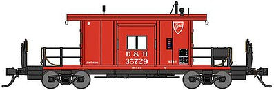 Bluford Shops 21220 N Scale Short Body Bay Window Caboose - Ready to Run -- Delaware & Hudson 35729 (red)