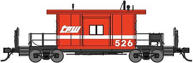 Bluford Shops 21241 N Scale Short Body Bay Window Caboose - Ready to Run -- Toledo, Peoria & Western #526 (red, white)