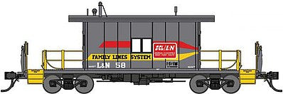 Bluford Shops 23130 N Scale Steel Transfer Caboose w/Long Roof - Ready to Run -- Family Lines L&N 58 (gray, yellow, red)