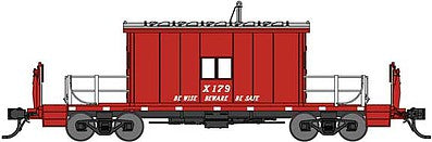 Bluford Shops 24420 N Scale Steel Transfer Caboose w/Short Roof - Ready to Run -- Great Northern X179 (red, silver, Be Wise Beware Be Safe Slogan)