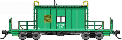 Bluford Shops 25100 N Scale Short-Roof Transfer Caboose w/Running Board - Ready to Run -- Detroit Terminal #35 (Jade Green)