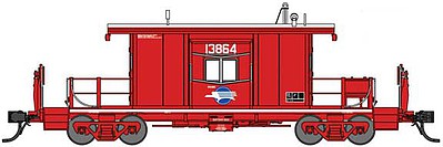 Bluford Shops 31231 HO Scale Short Body Bay Window Caboose - Ready to Run -- Missouri Pacific 13087 (red, white, Screaming Eagle Logo)