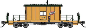 Bluford Shops 34371 HO Scale Steel Transfer Caboose w/Short Roof - Ready to Run -- Chicago & North Western 12529 (yellow, green)