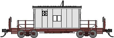 Bluford Shops 34380 HO Scale Steel Transfer Caboose w/Short Roof - Ready to Run -- Santa Fe 1002 (gray, Boxcar Red)