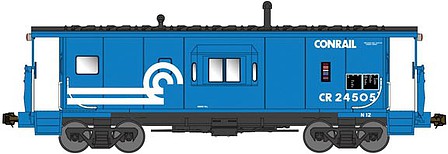 Bluford Shops 40110 N Scale International Car Half-Bay Window Caboose - Ready to Run -- Conrail #24505 (Early Scheme, blue, black, white)