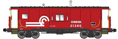 Bluford Shops 40150 N Scale International Car Half-Bay Window Caboose - Ready to Run -- Conrail Shared Assets 21280 (Boxcar Red, white)
