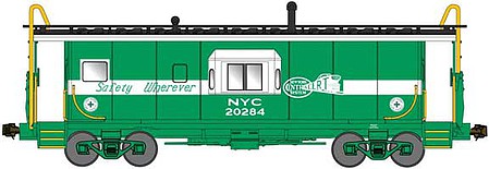 Bluford Shops 40160 N Scale International Car Half-Bay Window Caboose - Ready to Run -- New York Central 20284 (Safety Green, white, ALERT graphics, Safety Wherever