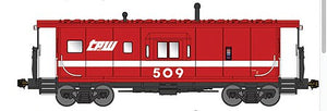 Bluford Shops 40411 N Scale International Car Half-Bay Window Caboose - Ready to Run -- Toledo Peoria & Western #509 (red-orange, white)