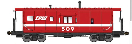 Bluford Shops 40411 N Scale International Car Half-Bay Window Caboose - Ready to Run -- Toledo Peoria & Western #509 (red-orange, white)