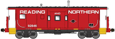 Bluford Shops 41090 N Scale International Car Bay Window Caboose Phase 1 - Ready to Run -- Reading & Northern 92846 (red, yellow, black)