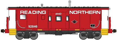 Bluford Shops 41091 N Scale International Car Bay Window Caboose Phase 1 - Ready to Run -- Reading & Northern 92847 (red, yellow, black)